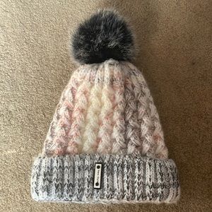 Knit Beanie hat with faux fur interior
